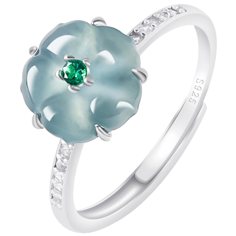 Women'S Accessories - แหวนหยกพม่าสีฟ้า 925 เงินแท้ หยกพม่าธรรมชาติ เครื่องรางหรูหรา เครื่องประดับแฟชั่น
