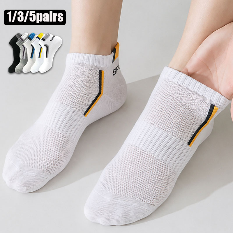 Women'S Ankle Accessories - 1/3/5 คู่ ถุงเท้ากีฬาข้อสั้นแบบยูนิเซ็กส์ ระบายอากาศได้ดี ถุงเท้าวิ่งตาข่ายนุ่ม ยืดหยุ่น