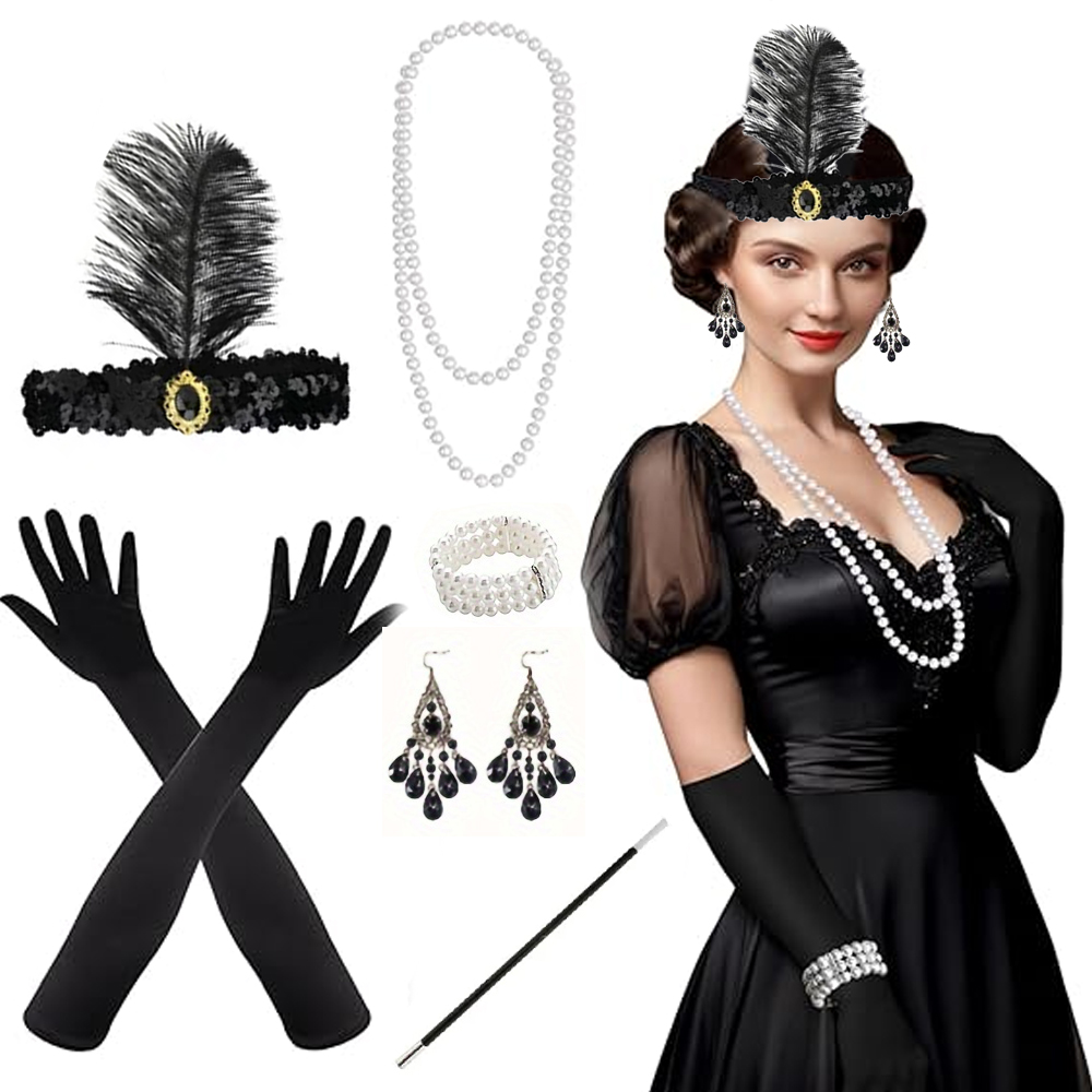 Women'S Accessories In The 1920S - PESENAR ชุดเครื่องประดับสไตล์แฟลปเปอร์ยุค 1920 สำหรับผู้หญิง, ที่คาดผมแฟลปเปอร์สไตล์เร่ร้อนยุค 20s