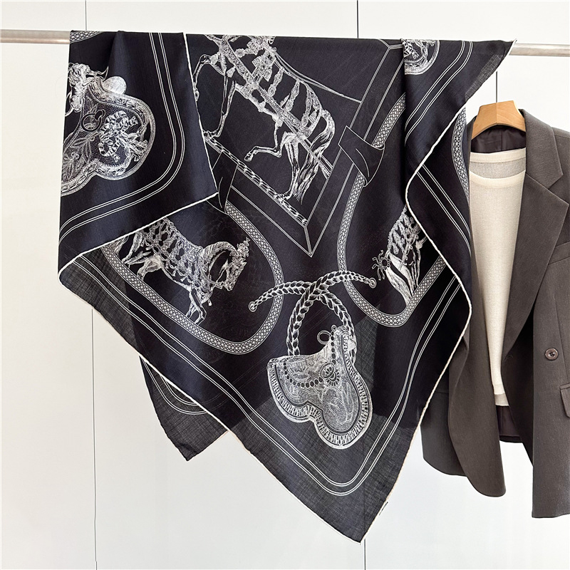 Women Accessories Brands - Black Horse Wool Silk Blend ผ้าพันคอ