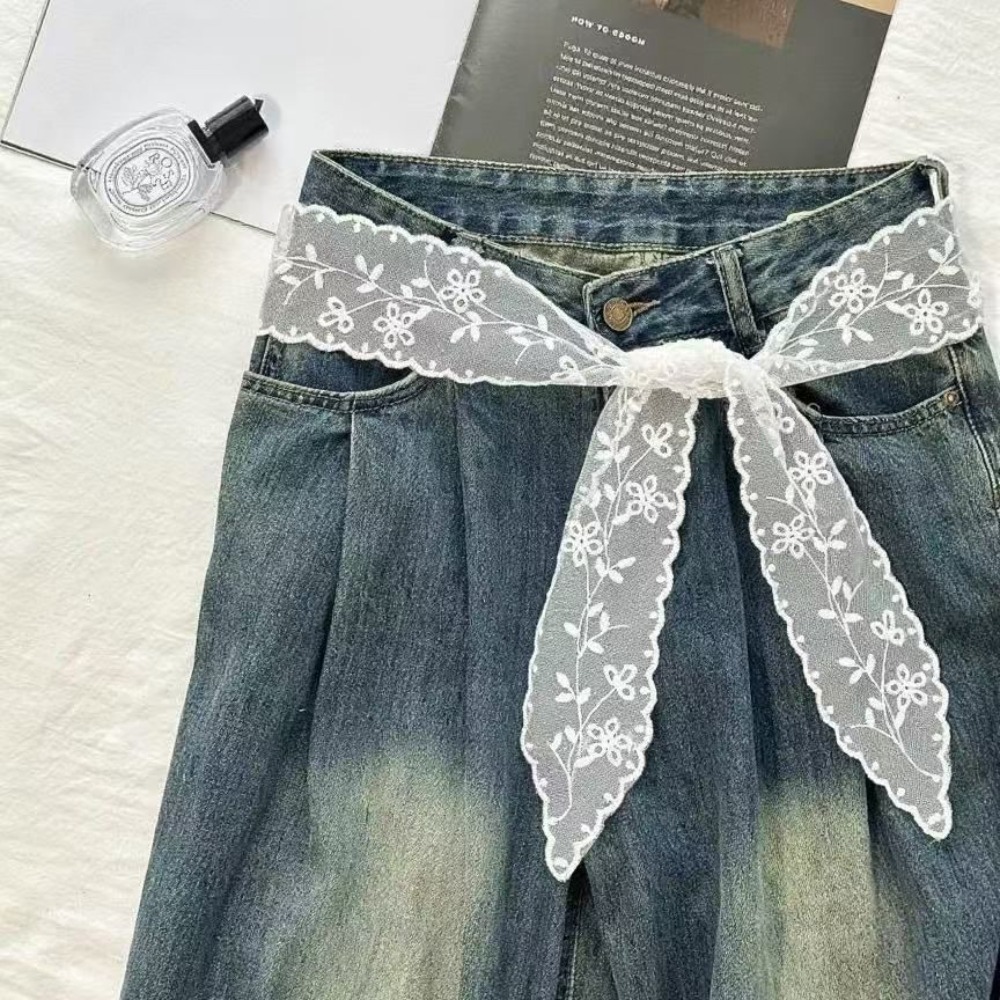 Women'S Accessories - เข็มขัดลูกไม้สีขาวหวานสำหรับผู้หญิง ใช้กับกระโปรงยีนส์ ผ้าพันคอริบบิ้น สายผูก เข็มขัดรัด ผ้าพันคอแฟชั่น