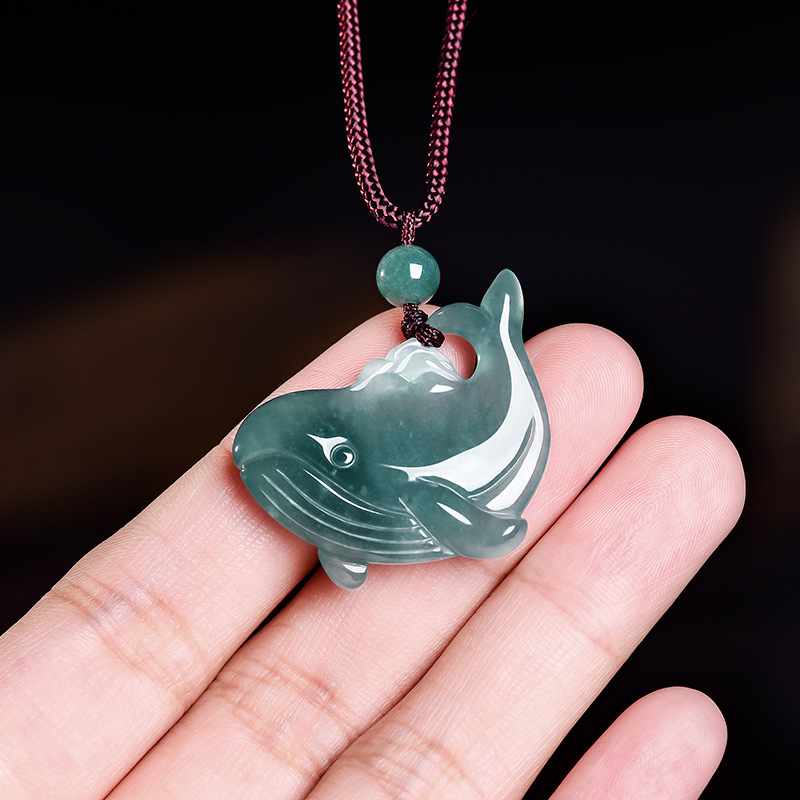 Women'S Accessories - จี้สร้อยคอหยกพม่าแท้รูปปลาวาฬ เครื่องประดับหยกแท้แกะสลัก ของขวัญอัญมณีสำหรับผู้หญิง
