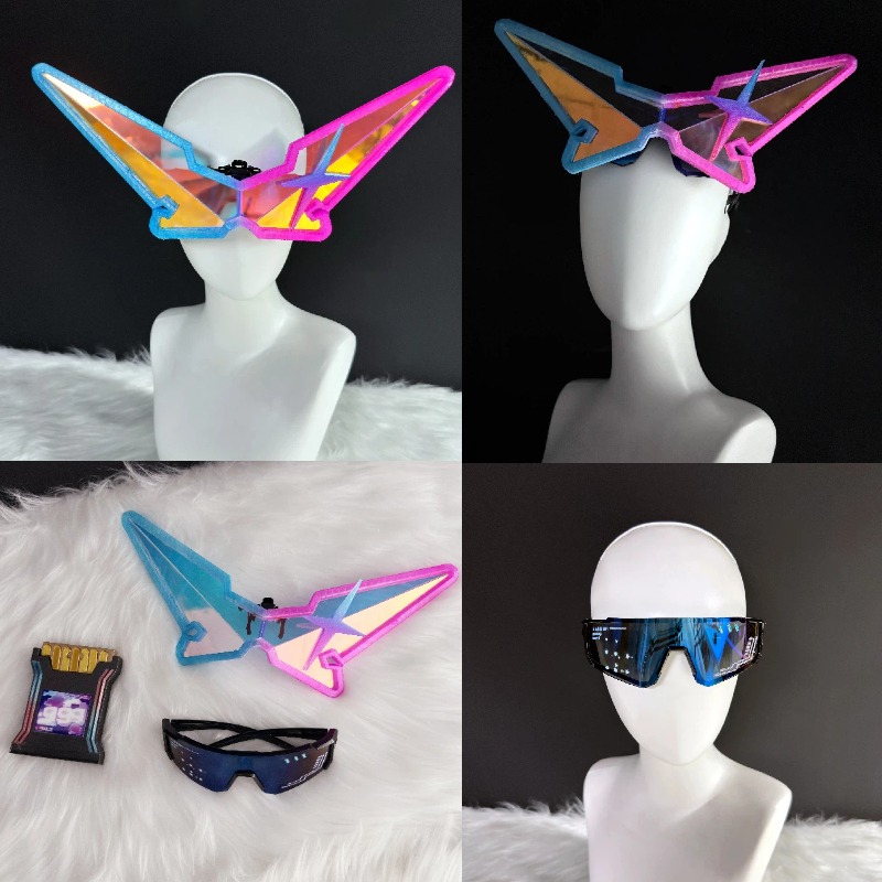 Women'S Anime Accessories - เกมฮงไก: สตาร์เรล ซิลเวอร์ วูล์ฟคอสเพลย์อุปกรณ์ประกอบฉากแว่นตาสีสันสดใสชุดสำหรับผู้ใหญ่อะนิเมะอุปกรณ์เสริมสำหรับเล่นตามบทบาทปาร์ตี้ฮาโลวีน