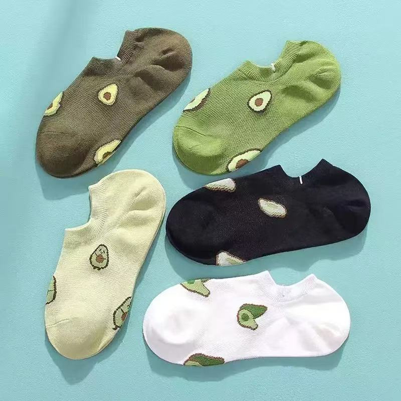Women'S Ankle Accessories - ถุงเท้าข้อสั้นลายการ์ตูนอะโวคาโด 5 คู่ แฟชั่นใหม่ สดใส ระบายอากาศได้ดี