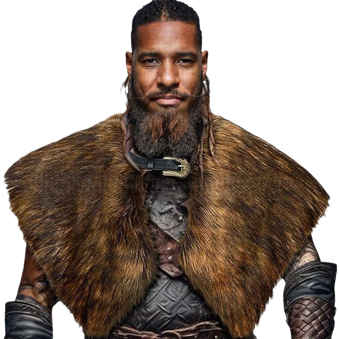 Women'S Viking Accessories - ขนสัตว์ฤดูหนาวเสื้อผ้า King Warrior Cloak ไวกิ้งผ้าคลุมไหล่นักรบยุคกลางขนสัตว์ประดิษฐ์ฮาโลวีนคอสเพลย์