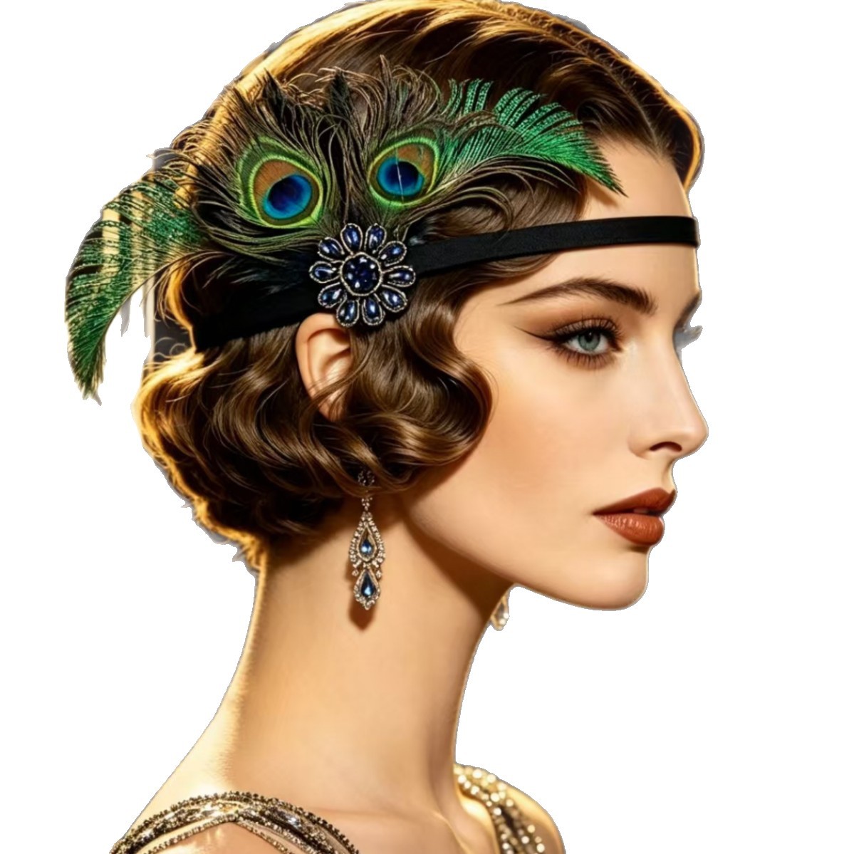 Women'S Accessories In The 1920S - ที่คาดผมขนนกยูงสไตล์แฟลปเปอร์ยุค 1920 พร้อมประดับดอกไม้คริสตัลวินเทจ เครื่องประดับผมสำหรับงานปาร์ตี้สไตล์แกตส์บี้สำหรับผู้หญิง