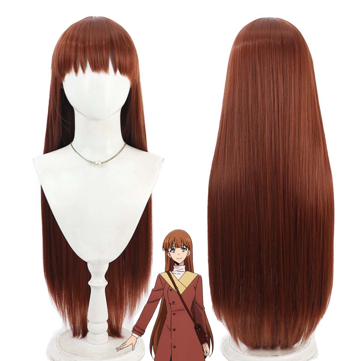 Queen Accessories Solo - อะนิเมะโซโล เลเวลลิ่ง คอส เอริ มิซึกิวิกผมยาวตรงสีส้มทนความร้อน