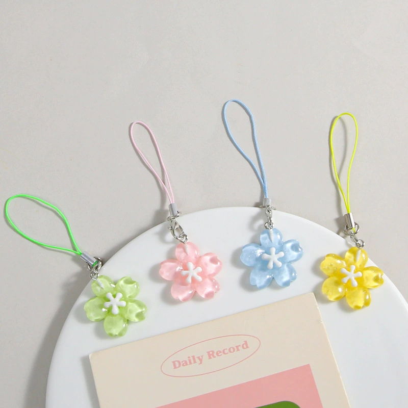 Women'S Korean Accessories - สายคล้องโทรศัพท์เรซิ่นรูปดอกไม้หลากสีสันสำหรับผู้หญิง สไตล์เกาหลี สดใส น่ารัก โปร่งใส ใช้เป็นพวงกุญแจ