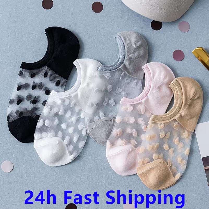 Women'S Ankle Accessories - 5 คู่แฟชั่นผู้หญิงสาวฤดูร้อนถุงเท้าเรือลูกไม้สั้นนุ่มบางไม่มีแสดงลื่น Sox Antiskid รองเท้าแตะข้อเท้าที่มองไม่เห็นต่ํา Sox