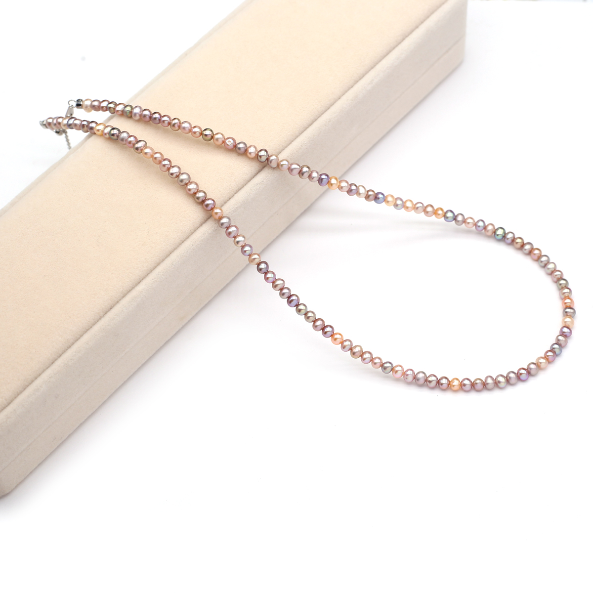 Women'S Accessories - สร้อยคอไข่มุกน้ำจืดธรรมชาติแท้ 3-4 มม. สีสันหลากหลาย สร้อยไข่มุกทรงกลมสำหรับผู้หญิง เครื่องประดับเสริมเสน่ห์