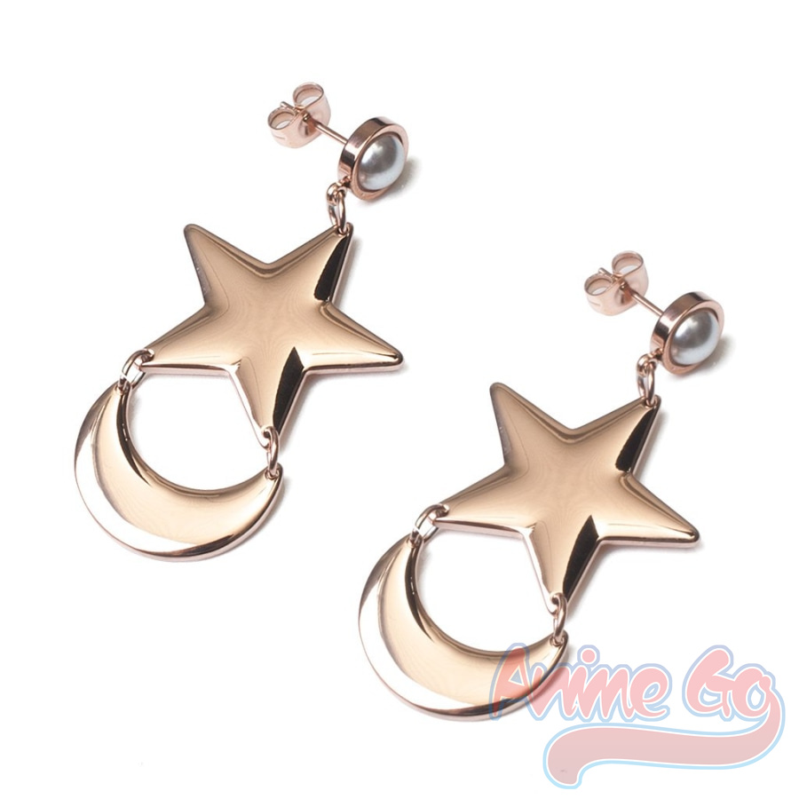 Women Accessories Earrings - ต่างหูคอสเพลย์อนิเมะเซเลอร์อุซากิ ซึกิโนะ รูปดาวและพระจันทร์ประดับคริสตัล